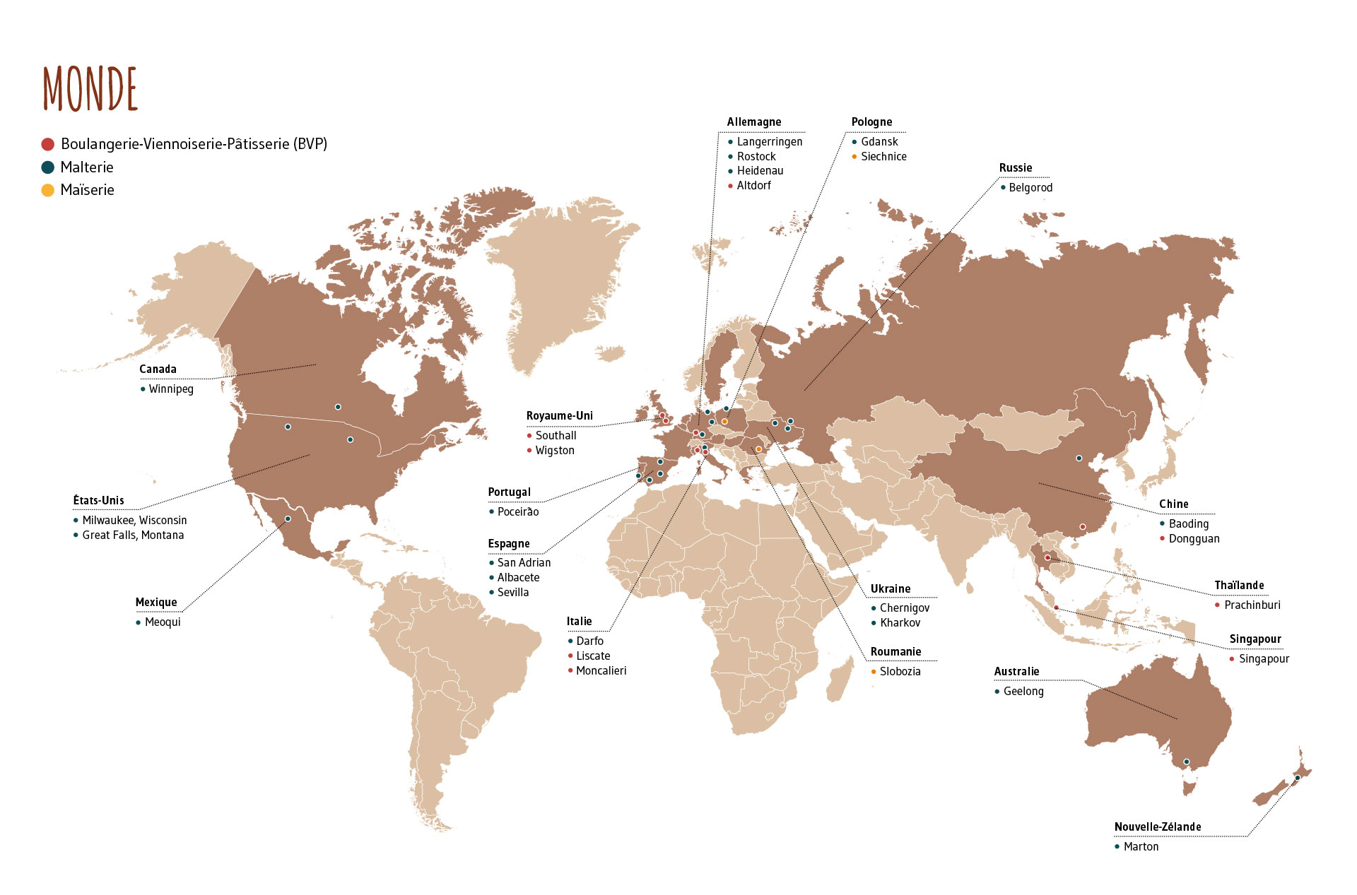 carte implantations Monde